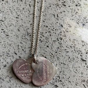 Tiffany & Co Sterling Silver Double Heart Necklace